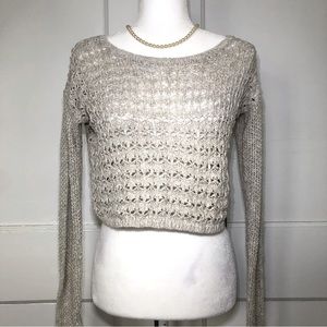Women's Open-Knit Crewneck Sweater - Light Beige